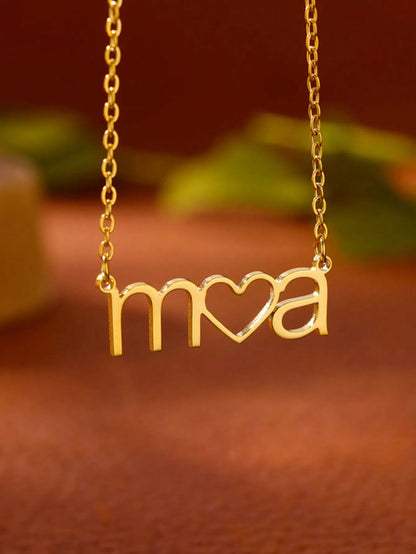 Custom Two Letters Heart Necklace For Women