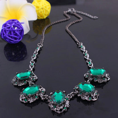 Green Rhinestone Choker Necklace
