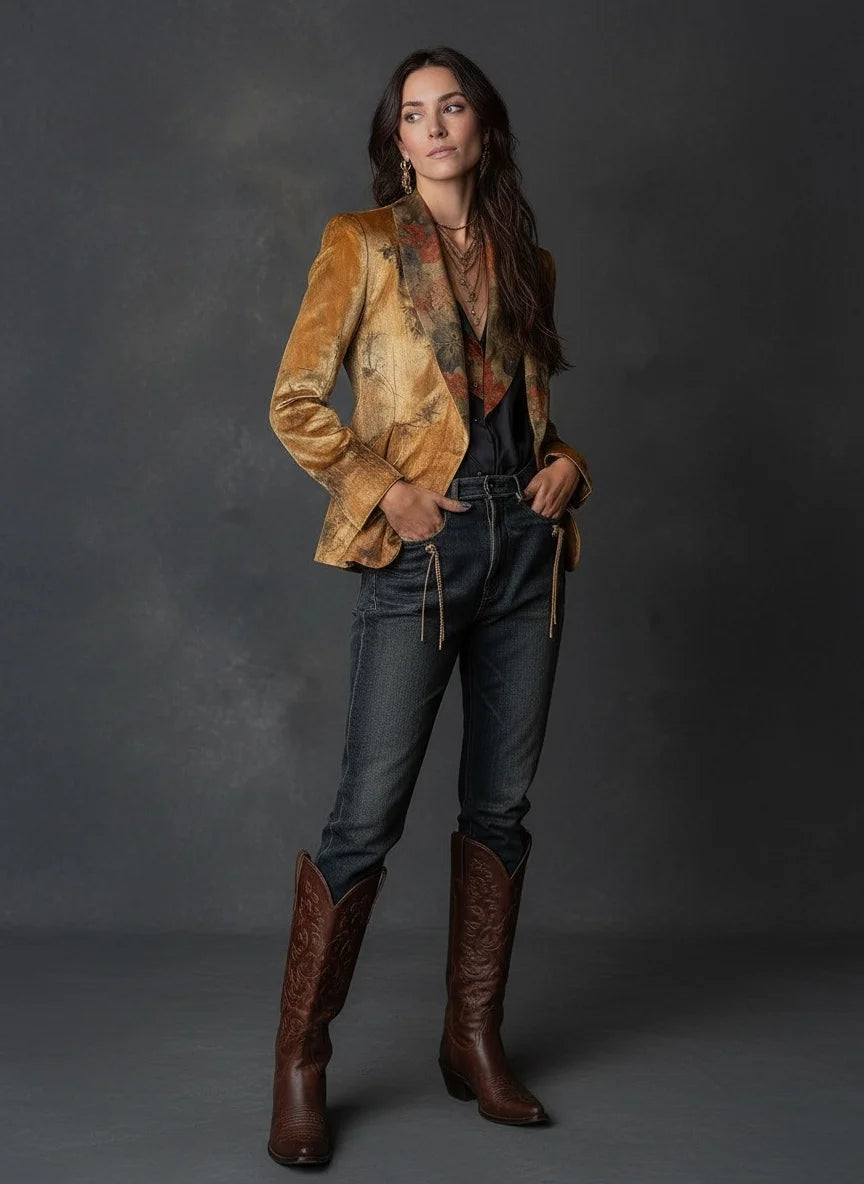 Retro Floral Blazer Jacket for Women