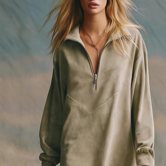 Suede Retro Tassel Long Sleeved Dress