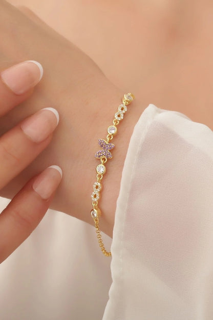 Butterfly and Eternity Gold-Rosegold Bracelet