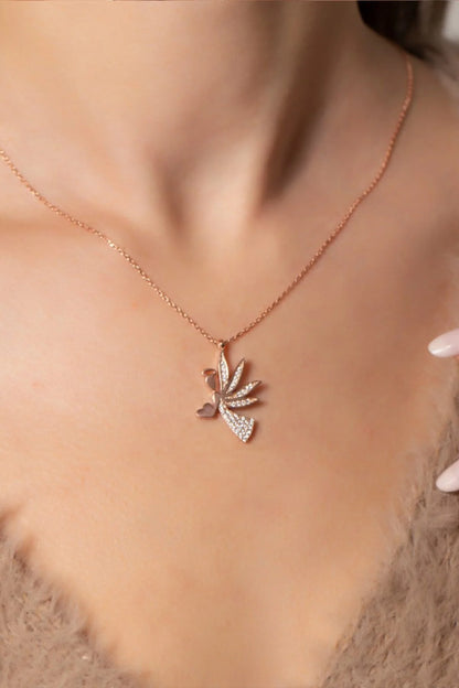 Heart-Holding Angel 925 Sterling Silver Rosegold Necklace
