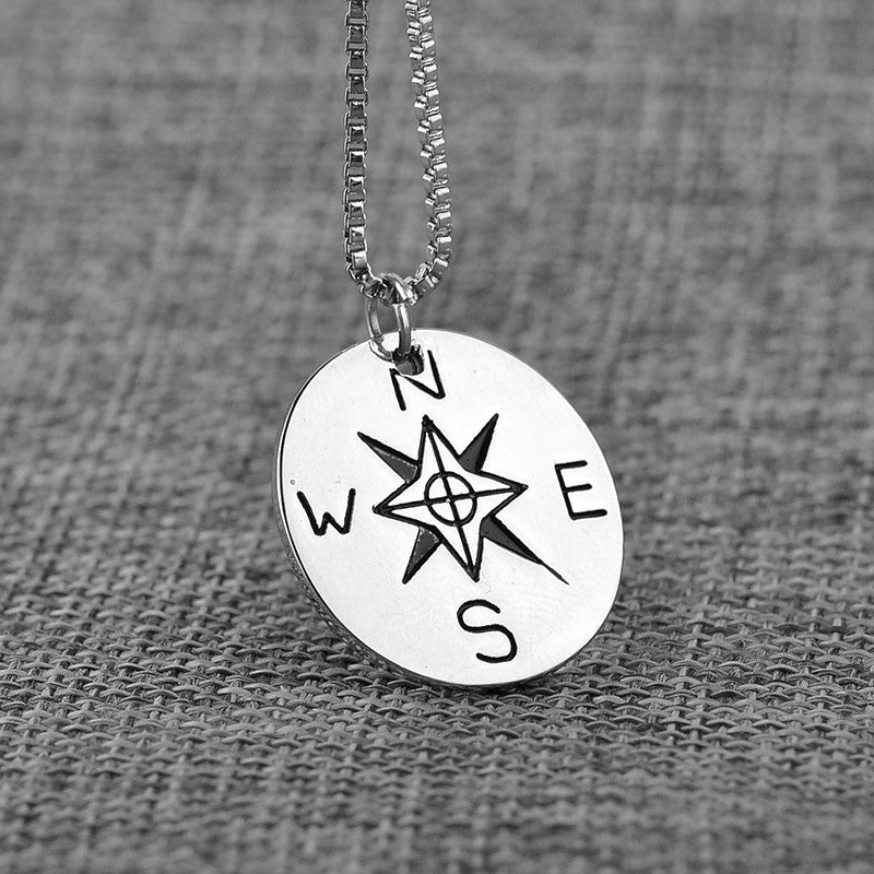 Compass Minimalist Silver Necklace