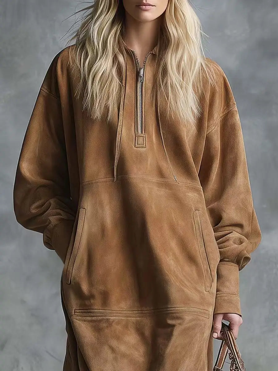 Suede Tassel Long Sleeved Dress - Denoss