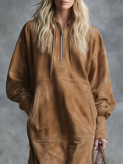 Suede Tassel Long Sleeved Dress - Denoss