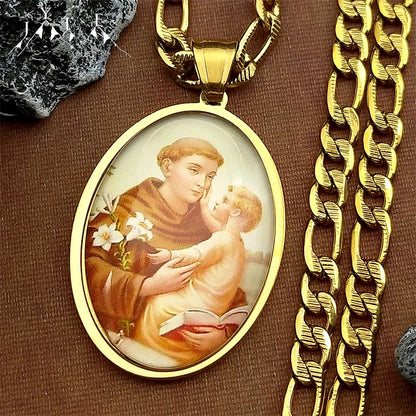 St.Padua,Christian Necklace,Religious Gift Jewelry