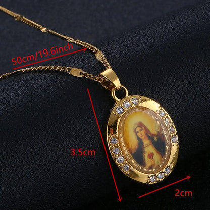 Gold Color Virgin Mary Pendant Necklace,Christian Necklace