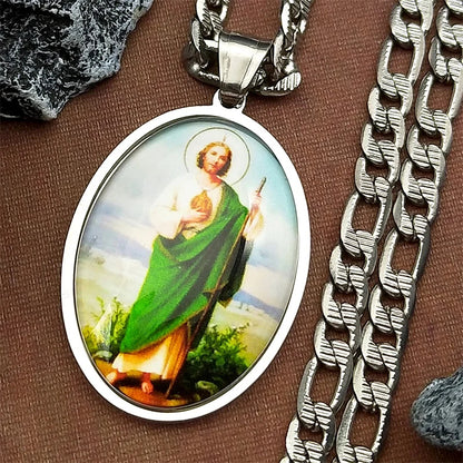 San Judas Tadeo,Christian Necklace,Religious Gift Jewelry