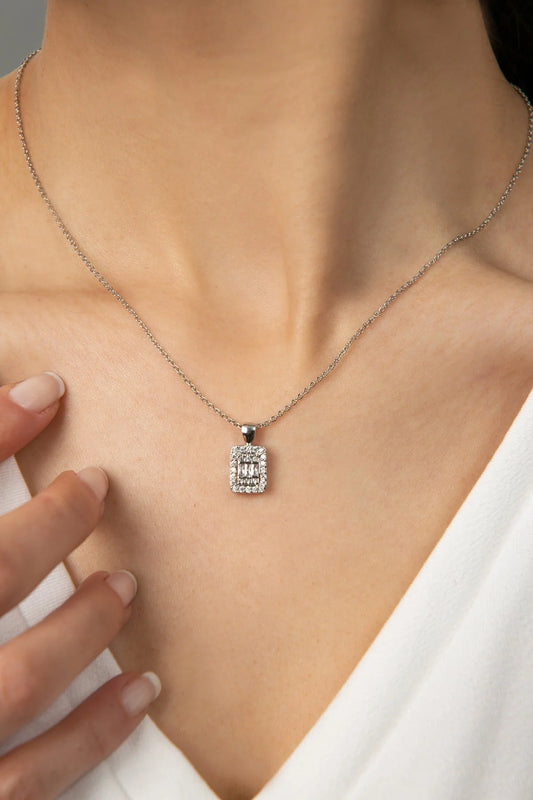 Women's Baguette Stone  Chain Necklace