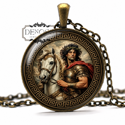 CASTOR Necklace,Dioscuri,Pollux,Loyalty,Bravery,Brotherhood,Mortal Twin,Horseman,Hero,Constellation Gemini,Greek