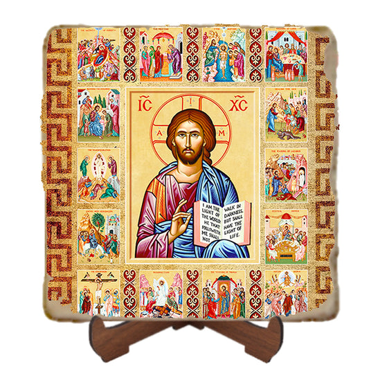 Life of Christ Icon,Marble Icon,Handmade,Prayer gift,Christian Icon