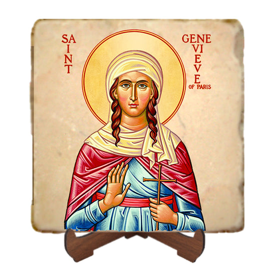 St.Genevieve Icon,Women Saint,Marble Icon,Handmade,Prayer gift,Christian Icon