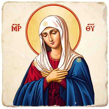 Virgin of Tenderness Icon,Marble Icon,Handmade,Christian Icon