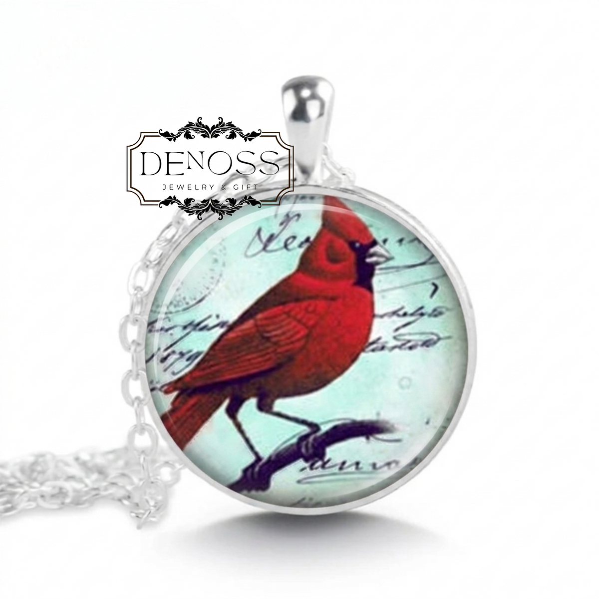 Red Cardinal Bird Pendant Necklace