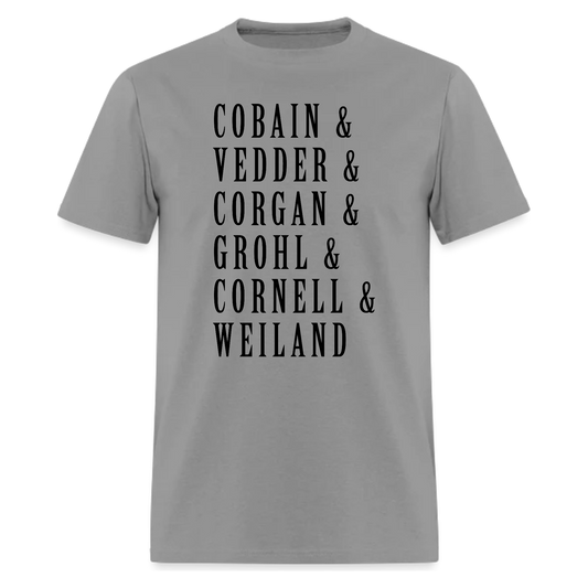 Cobain,Vedder,Corgan Grohl Cornell,Weiland Music Tshirt,