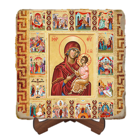 Life of the Virgin Mary Icon,Marble Icon,Handmade,Prayer gift,Christian Icon
