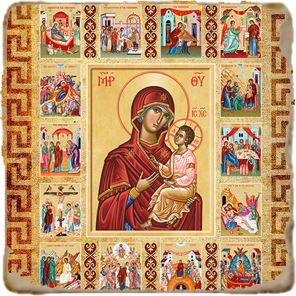 Life of the Virgin Mary Icon,Marble Icon,Handmade,Prayer gift,Christian Icon