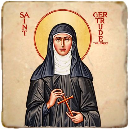 St.Gertrude Icon,Women Saint,Marble Icon,Handmade,Prayer gift,Christian Icon