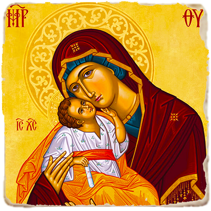 Virgin of Tenderness Icon,Marble Icon,Handmade,Baptism gift,Christian Icon