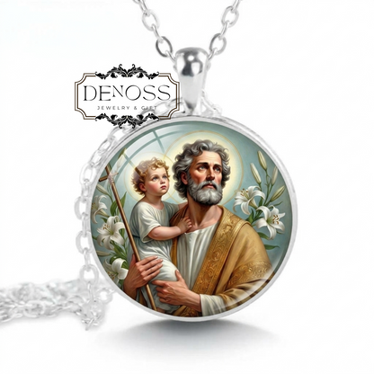 SAINT JOSEPH Pendant  Necklace,Patron Saint of Families Patron Saint of Fathers,Patron Saint of Universal Church