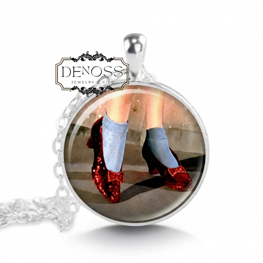 Ruby Slippers Art Nouveau necklace,Ruby Slippers pendant,Wizard of Oz pendant,Wizard of Oz necklace,Oz jewelr,shoe lover gift