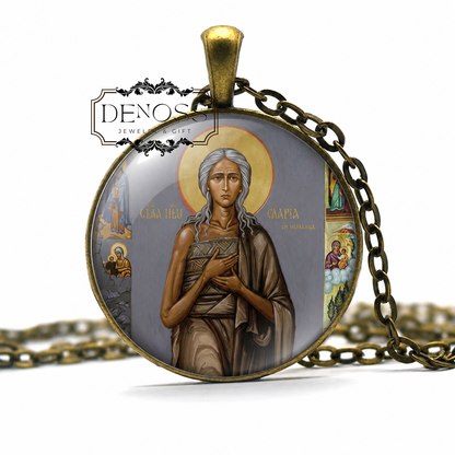 Saint Mary Of Egypt  Necklace,Religious Devotional Christian Medal