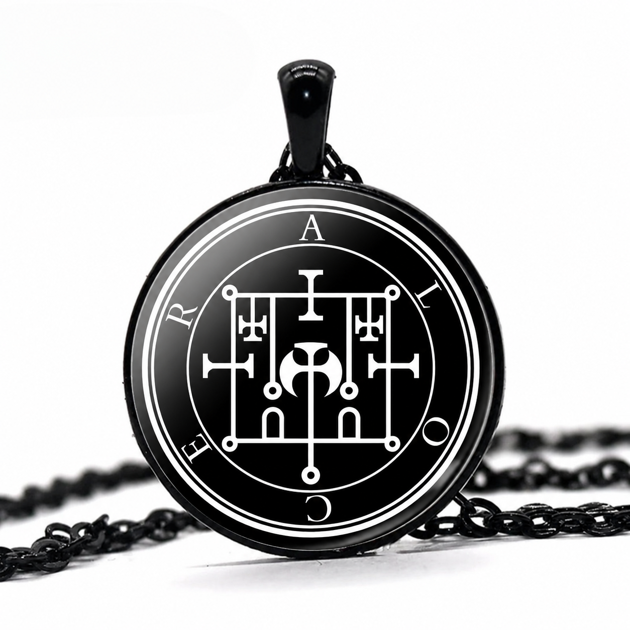 ALOCER Sigil Pendant Necklace,Goetia Demon Seal Jewelry, Occult Talisman Medallion