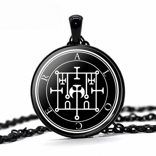 ALOCER Sigil Pendant Necklace,Goetia Demon Seal Jewelry, Occult Talisman Medallion