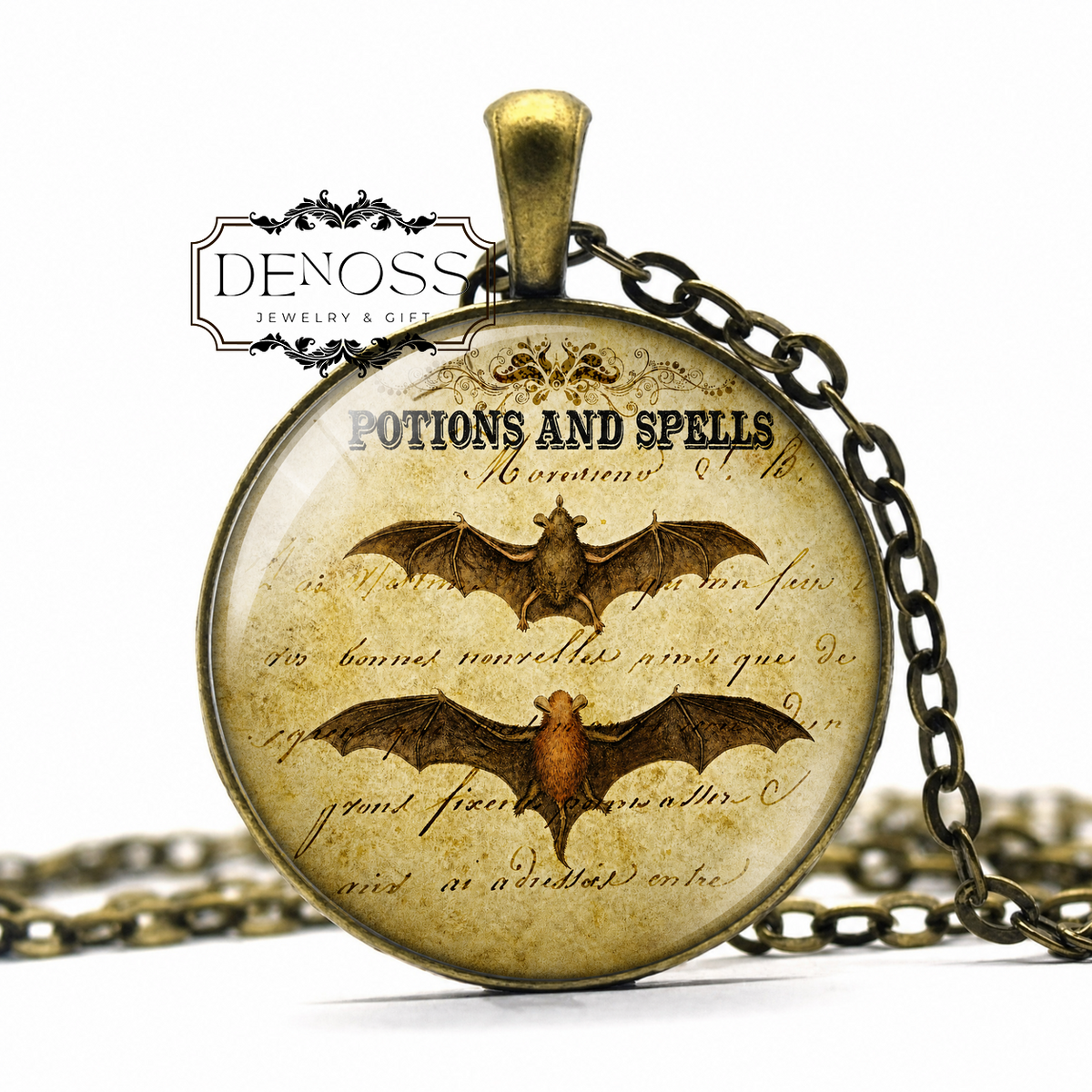 Bat Wing Potion necklace,Halloween gift, Halloween jewelry,Samhain jewelry,bat lover gift