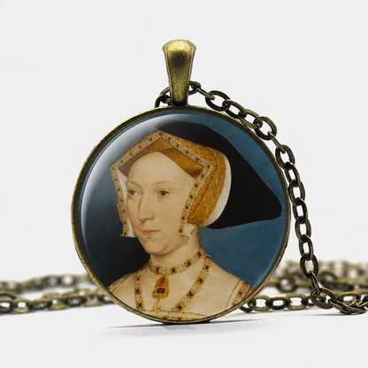 JANE SEYMOUR Necklace,Queen England, Third Wife of King Henry VIII,Art Pendant Necklace,Glass Pendant Necklace,Handmade Jewelry