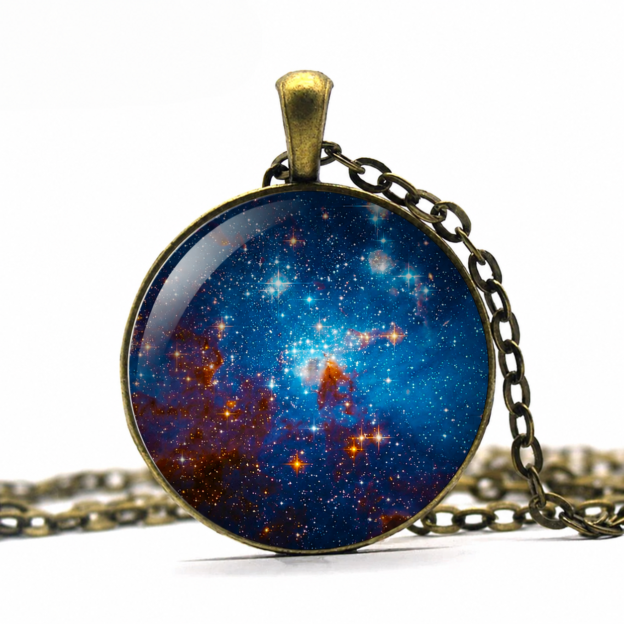 Milky Way Galaxy Necklace,Sparkly Glittery Astronomy Milky Way Nebula,Ethereal Blue Constellation Jewelry,Space Universe Pendant Necklace
