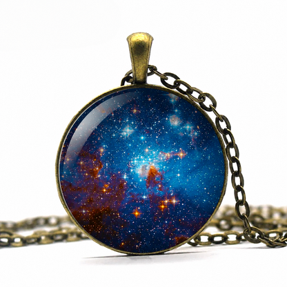 Milky Way Galaxy Necklace,Sparkly Glittery Astronomy Milky Way Nebula,Ethereal Blue Constellation Jewelry,Space Universe Pendant Necklace