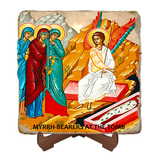 Myrrhbearers at Tomb Icon,Marble Icon,Handmade,Prayer gift,Christian Icon