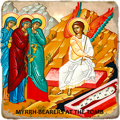 Myrrhbearers at Tomb Icon,Marble Icon,Handmade,Prayer gift,Christian Icon