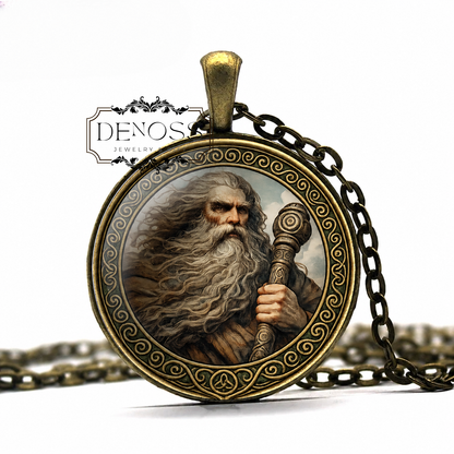 THE DAGDA Necklace,Celtic, Mythology,The Good God,The Great God, In Dagda,An Daghdha,Art Glass Pendant Necklace