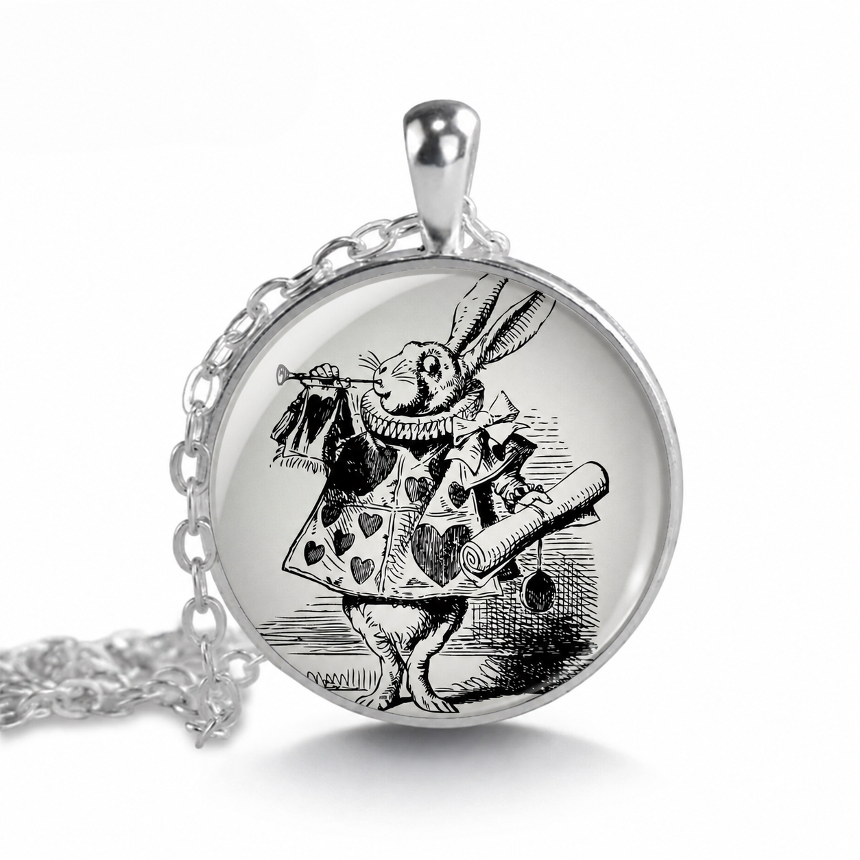 White Rabbit Alice in Wonderland Necklace,Fairy Tale Jewelry,Book Quote Jewelry