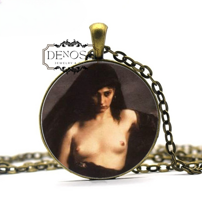 Sappho Painting Pendant Necklace,Classic Lesbian Art Gift
