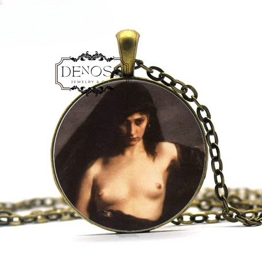 Sappho Painting Pendant Necklace,Classic Lesbian Art Gift