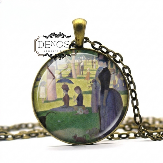 Seurat Grande Jatte Necklace,Impressionist Art Lover Gift