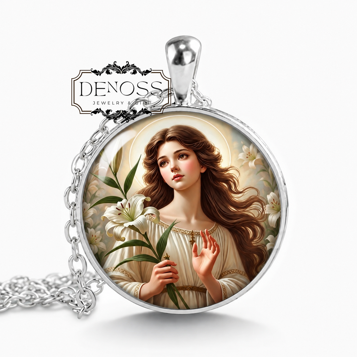 SAINT PHILOMENA Pendant Necklace,Patron Saint of Infants,Patron Saint of Youth,Patron Saint of Lost Causes
