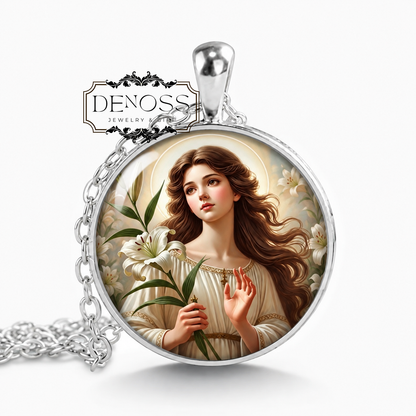 SAINT PHILOMENA Pendant Necklace,Patron Saint of Infants,Patron Saint of Youth,Patron Saint of Lost Causes