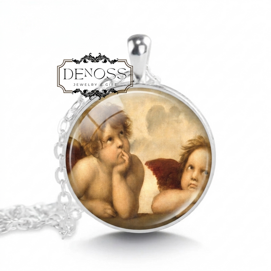 Sistine Madonna Chapel,Cherubs Pendant necklace,Raphael Art,Angel Jewellery