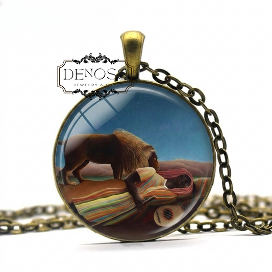 Sleeping Gypsy necklace,Henri Rosseau Gift,Art Gift
