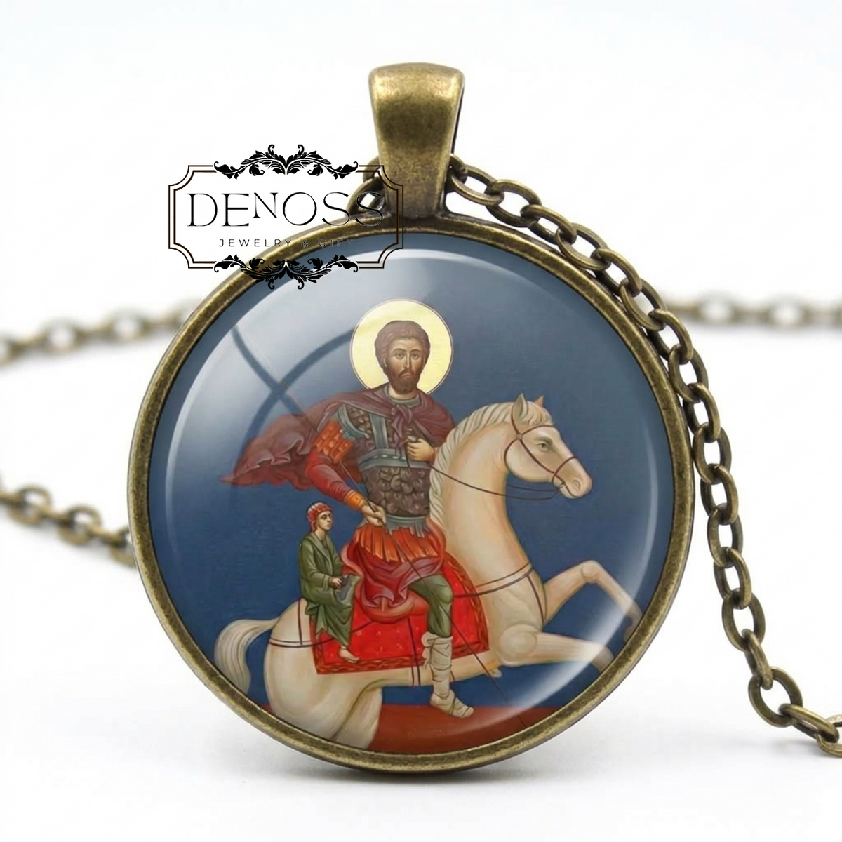 Saint Sarkis the Warrior Catholic Medal Necklace,Religious Christian Martyr and Military,Saint Pendant