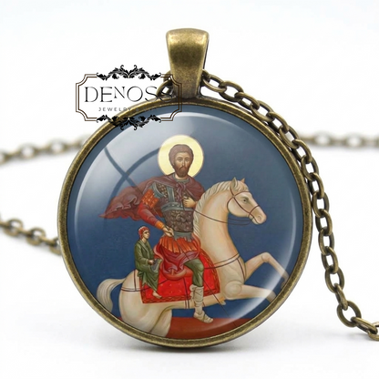 Saint Sarkis the Warrior Catholic Medal Necklace,Religious Christian Martyr and Military,Saint Pendant