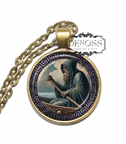 CHARON Necklace,Ferryman of Hades,Underworld,Acheron,Styx,Mythology,Art Pendant Necklace,Handmade necklace,Glass pendant