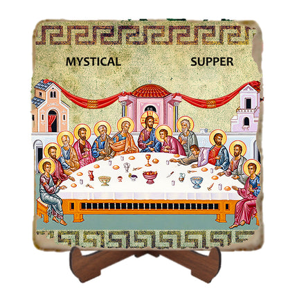 Mystical Supper Icon - wide Icon,Marble Icon,Handmade,Prayer gift,Christian Icon