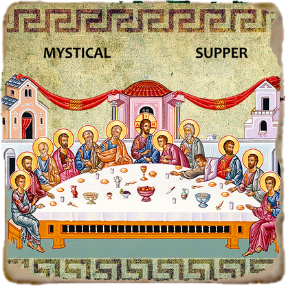Mystical Supper Icon - wide Icon,Marble Icon,Handmade,Prayer gift,Christian Icon
