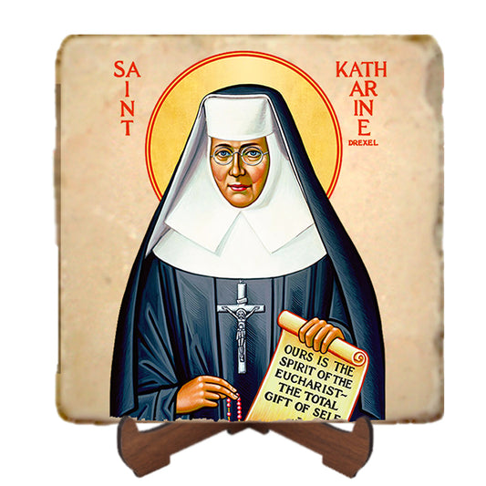 St.Katharine Drexel Icon,Women Saint,Marble Icon,Handmade,Prayer gift,Christian Icon