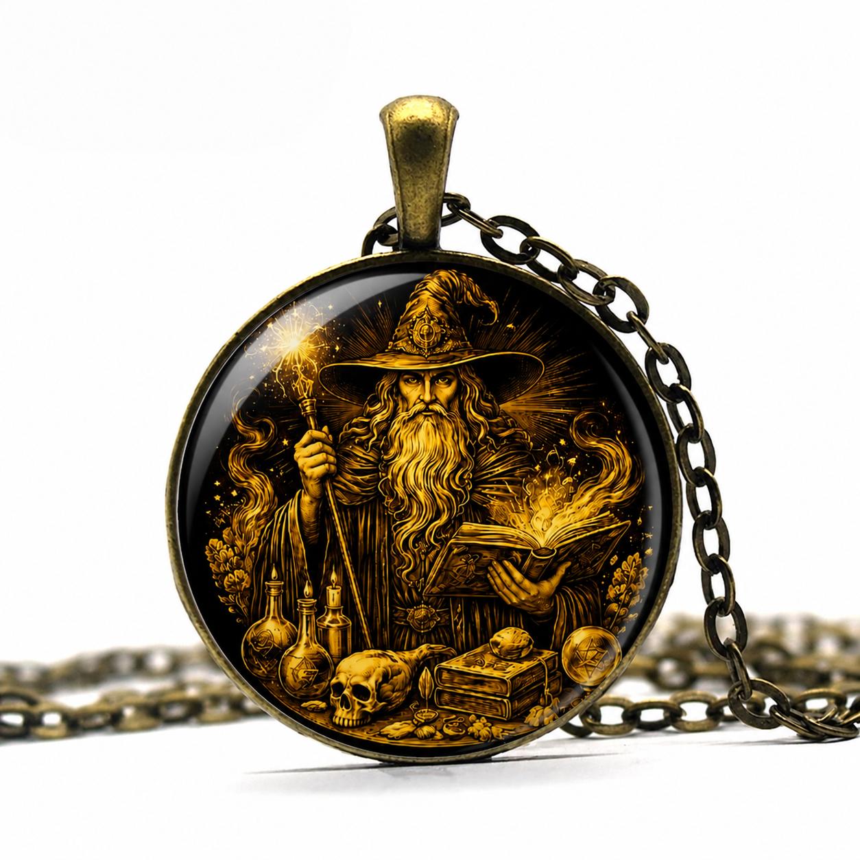 Wizard Pendant Necklace,Fantasy RPG Jewelry
